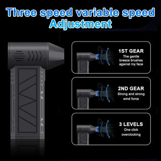Potente soplador de aire eléctrico sin escobillas de alta velocidad, 130.000 RPM – 52 m/s de velocidad del aire, protección contra sobrecalentamiento, batería de 4000 mAh