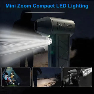 Potente soplador de aire eléctrico sin escobillas de alta velocidad, 130.000 RPM – 52 m/s de velocidad del aire, protección contra sobrecalentamiento, batería de 4000 mAh